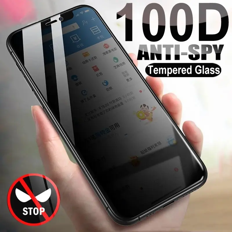 Anti-Spy 9H Full Privacy Tempered Glass Compatible iPhone 15 14 12 13 Pro max X XS MAX XR 6 6S 7 8 Plus   Glare Peeping Screen Protector