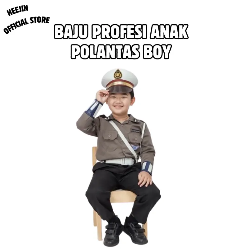 HEEJIN Baju Profesi Anak Polisi Polantas Laki-Laki Perempuan Seragam Karnaval TK PAUD RA Usia 3-7 Tahun Fashion 3