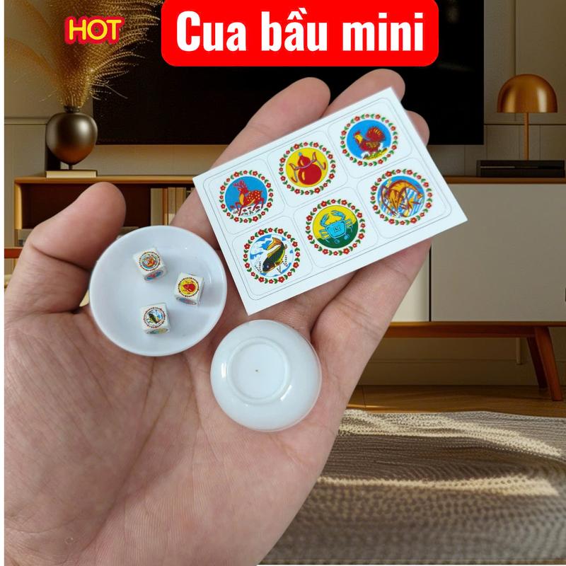 Mô Hình Bộ Bầu Cua Mini (Cua Bầu Mini) Trang Trí, Nhỏ Nhỏ Xinh Xắn
