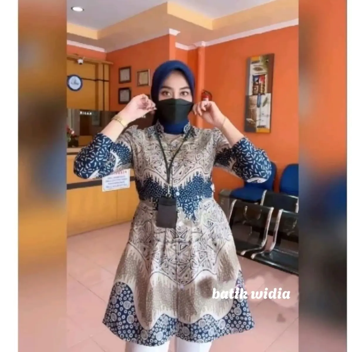 Batik Wanita Modern Tunik Batik Maharani Lengan Panjang Model Puffy Couple Batik Baju Ngantor Kancing Depan Katun Motif Seragam
