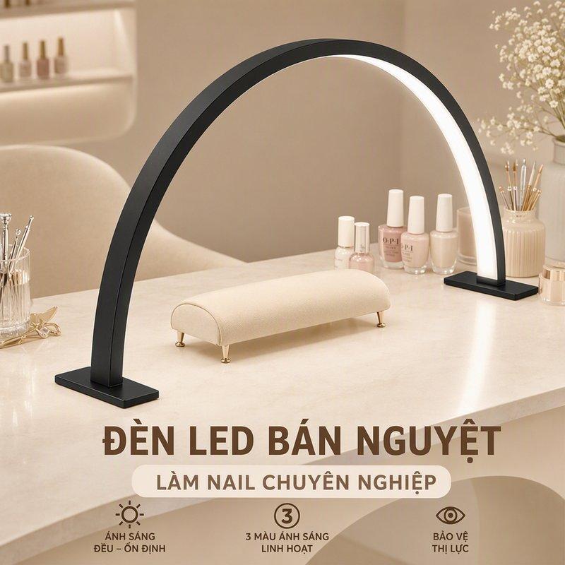 Đèn Led Bán Nguyệt Vòng Cung Làm Nail Nối Mi 3 Màu Ánh Sáng Cri Ra 90 Không Nhấp Nháy Chống Mỏi Mắt Phun Xăm Tiệm Nail Hợp Kim Nhôm 55CM X 30CM 5V