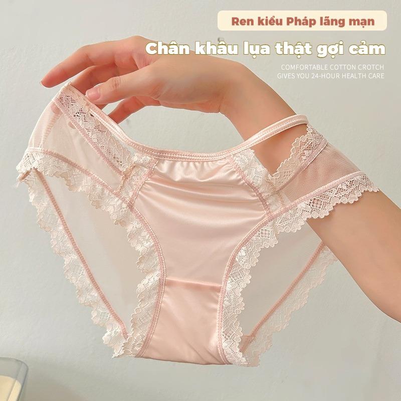 Quần Lót Nữ, Ren Pháp Lãng Mạn, Ngọt Ngào Và Gợi Cảm, Đáy Quần Cotton Nguyên Chất Trắng Women 0