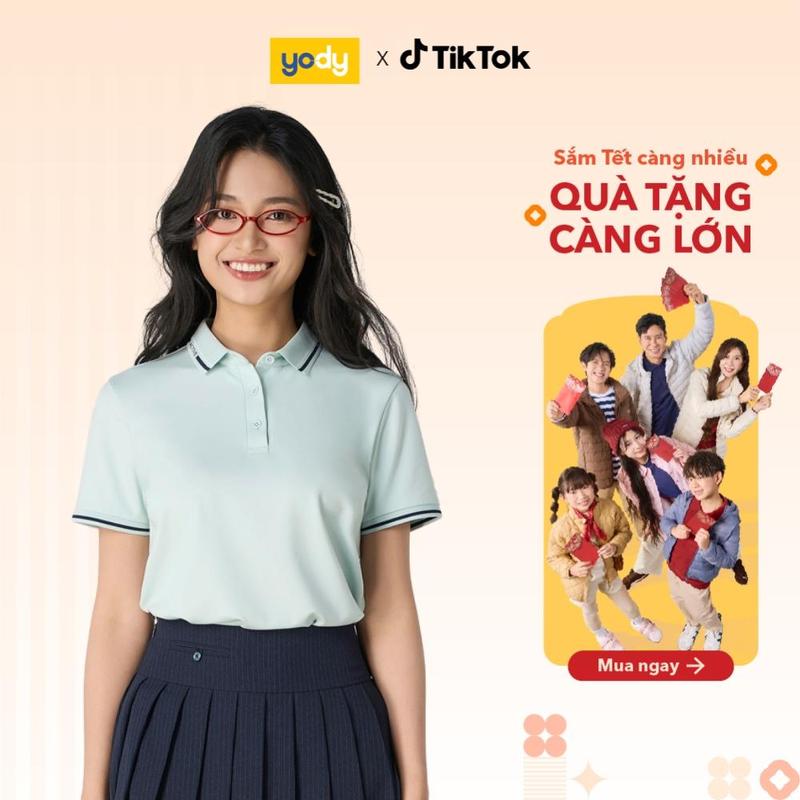  Áo polo nữ YODY ponte roma cool dáng suông chạm mát tức thì siêu co giãn WAPO25S014 