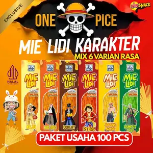 [WINSNACK PAKET USAHA] MIE LIDI KARAKTER ISI 100 PCS MIX 6 RASA Cemilan