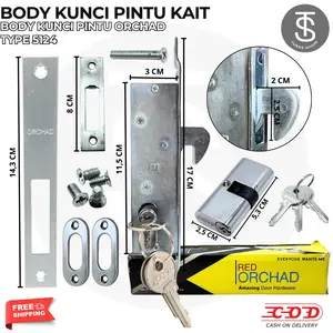 Body Kunci Sliding / Body Kunci Kait Orchad Tipe 5124 – Body Lockcase Pintu Geser Kokoh Kuat Tahan Lama