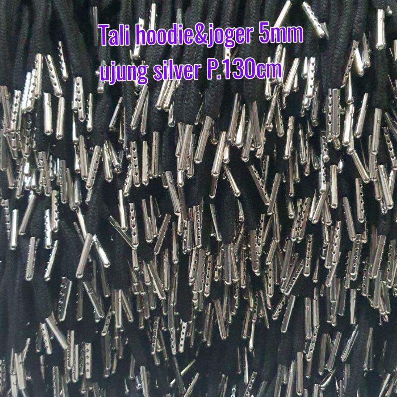 TALI HOODIE&JOGER 5MILI UJUNG BESI SILVER KUALITAS PREMIUM PANJANG 120CM 1