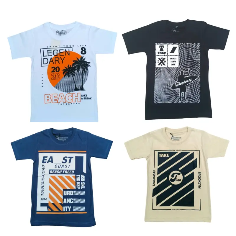 Promo 4pcs Kaos anak lengan pendek / Kaos anak motif kekinian unisex / Kaos anak premium Pakaian Fashion 6