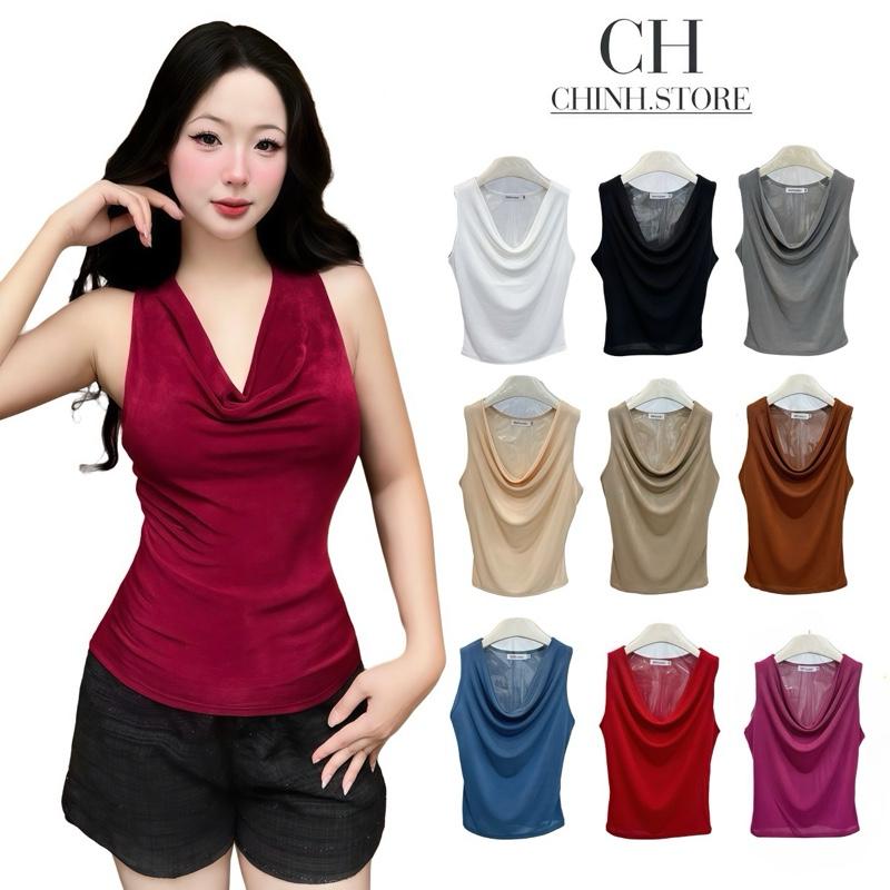  Áo cổ đổ sát nách Nữ thun nhũ phom ôm - N2 