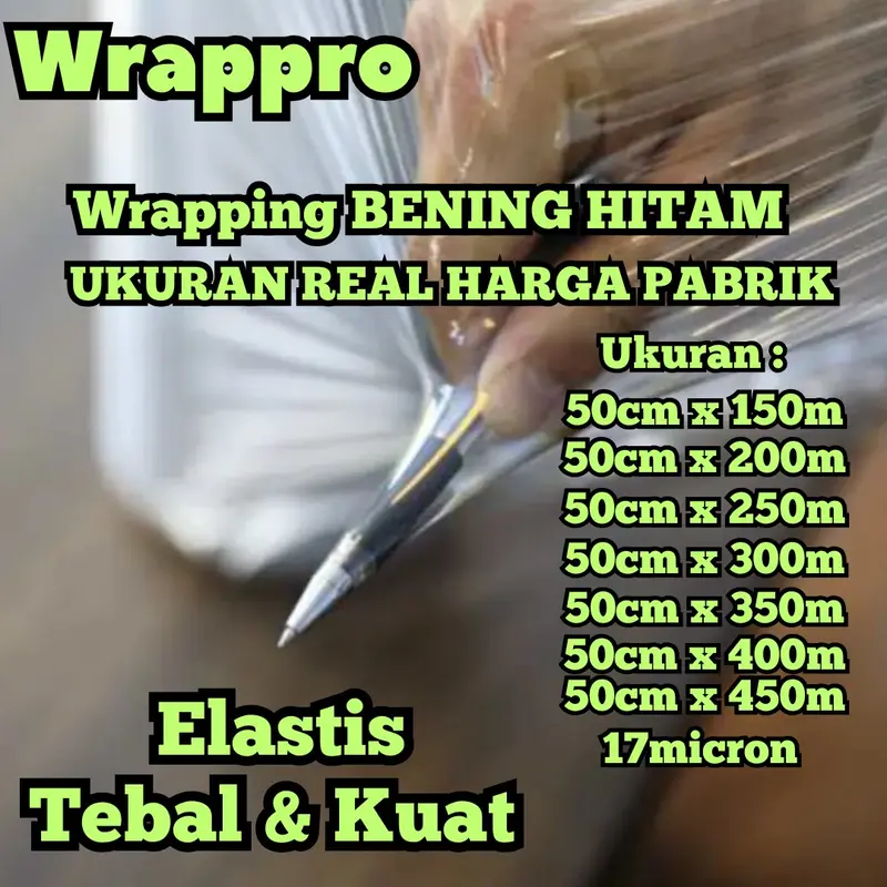 Plastik Wrapping Barang BENING HITAM 30cm x 250m x 17micron / Stretch Film Roll Transparan 7