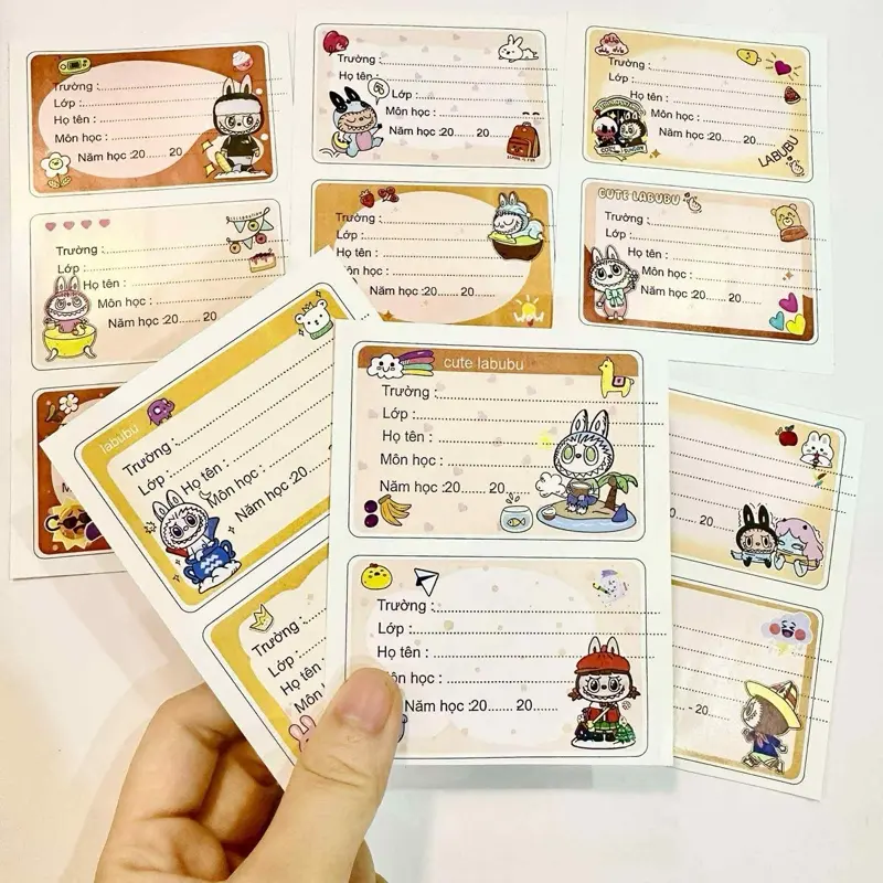 Set 24 nhãn vở Capybara -Labubu - Chiikawa- Maltese dễ thương xinh xắn 4