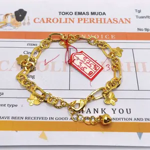 GELANB TANGAN EMAS MUDA MOTIF RANTAI KUPU KUPU EMAS MUDA 3,75 ADA SURAT