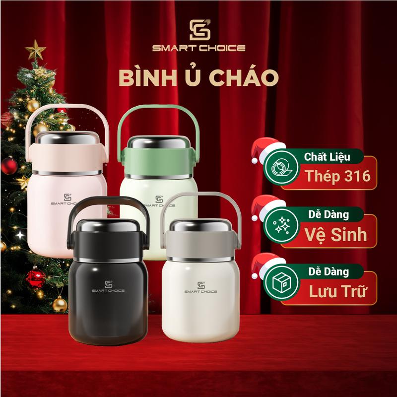  Bình Ủ Cháo Giữ Nhiệt 6-8h SMARTCHOICE 800mL Hộp Giữ Nhiệt Đựng Cháo Đựng Canh Văn Phòng Cao Cấp Kem 