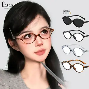 Lesca Kacamata Retro Bingkai Kecil Kacamata Fashion Wanita Gaya Modis Kekinian
