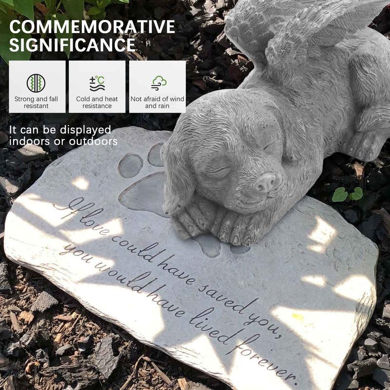 Product Introduction of Dog Angel Pet Memorial Tombstone Marking Carved Statue, Resin, Stone Finish 15