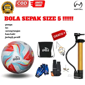 Bola Sepak specs palapa Original Size 5 Bahan PU Tebal Bonus Pompa Jaring Pentil Tas Kaos Kaki sarung tangan  - Outdoor sepak bola Ball Futsal