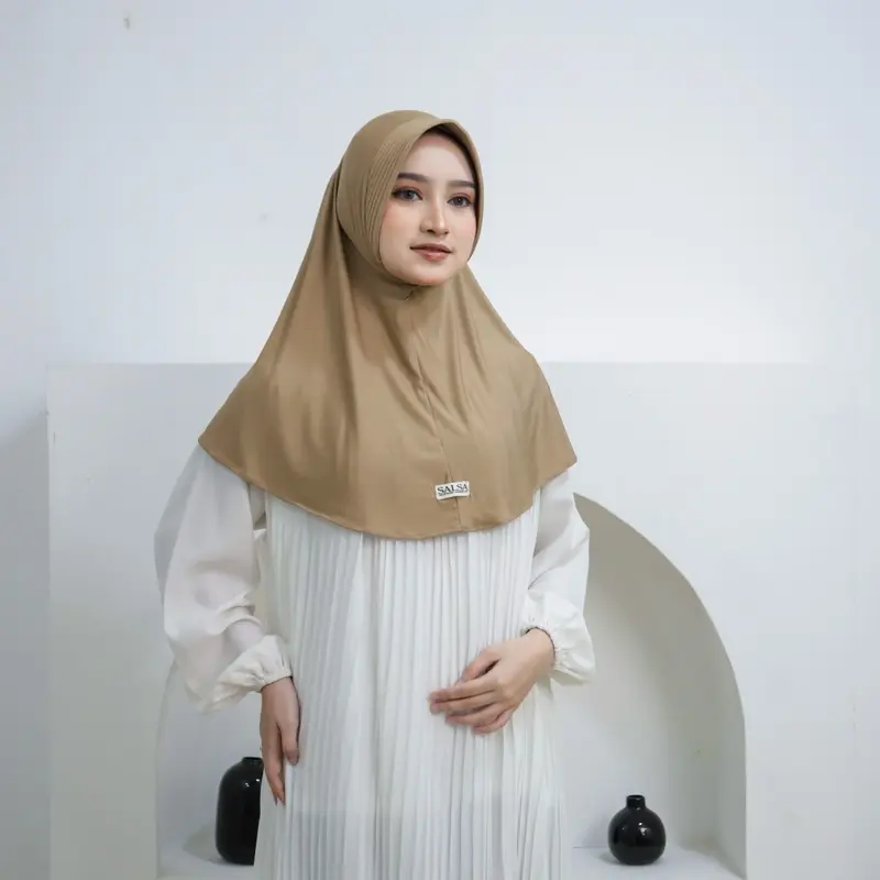 Bergo Hamidah Size M Jilbab Sekolah Pet Anti Tembem Cantik Lembut Nyaman Spandex Tebal Muslim Kerudung Instan High 0