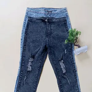 CELANA JEANS CEWEK SANTAI HIGWAIST VARIAN WARNA SNOW, POLOS DAN SOBEK RAWIS KEKINIAN NYAMAN ELEGAN