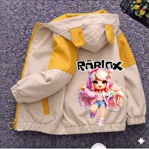 Jaket Variasi Anak Perempuan Bergambar Karakter Roblox Cantik Lucu dengan Desain Warna Kuning dan Putih Fashion