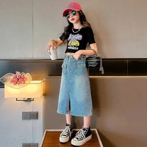 Rok Jeans Anak perempuan Rok anak Tanggungan usia 7-15 tahun