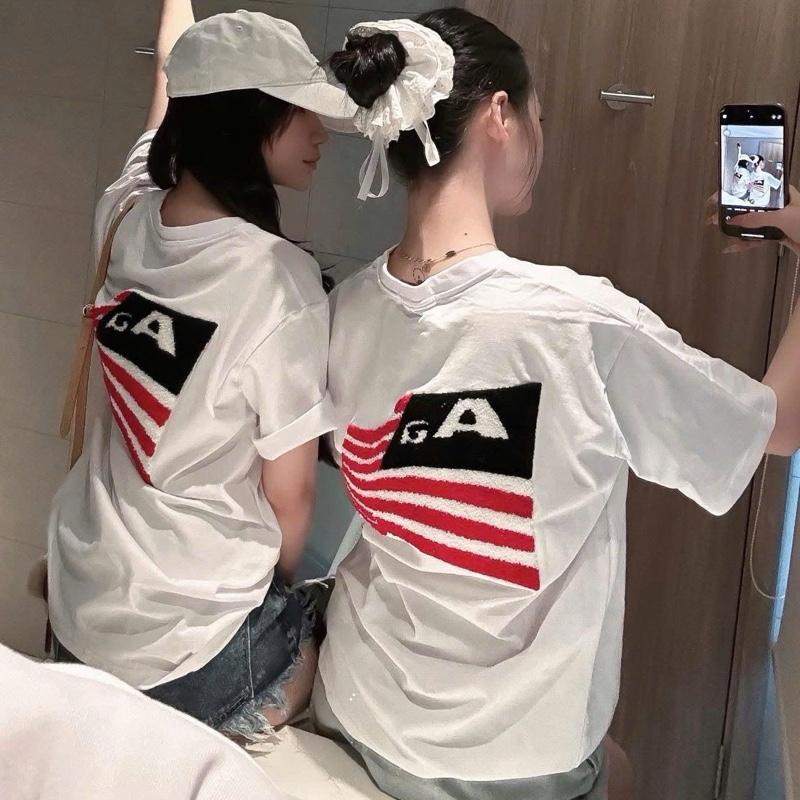   THÊU XÙ VIP  ÁO THUN NAM NỮ UNISEX - HOẠ TIẾT CỜ MỸ THÊU XÙ - CHẤT COTTON 4 CHIỀU MỀM MÁT- - FORM RỘNG TỪ 40-70KG - ÁO THUN CỜ MỸ ÁO THUN NỮ ÁO THUN NAM THỜI TRANG NỮ HOTTREND 