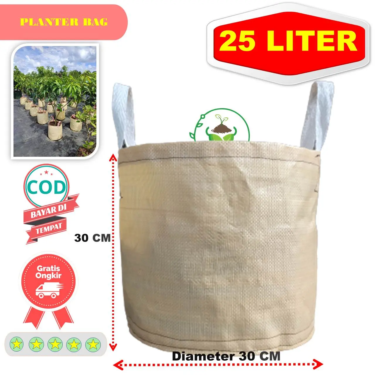Planter bag ukuran 25 liter bisa di gunakan untuk pot tanaman