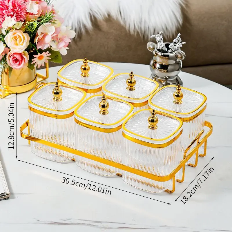 [MS] Toples Permen Toples Kue Toples Bumbu Toples Serbaguna dengan Tatakan Gold Besi 8