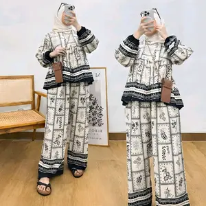 LD 120 Set Baju Motif Cantik Bahan Rayon untuk Wanita