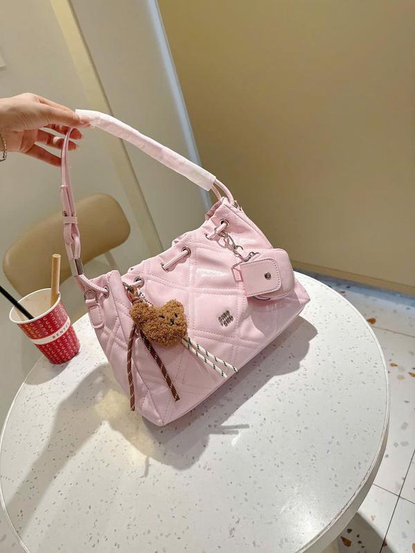   Tặng kèm charm gấu và charm hộp  túi xách nữ size 28 da mềm đẹp dáng túi rút kẹp nách đeo chéo hàng loại 1 