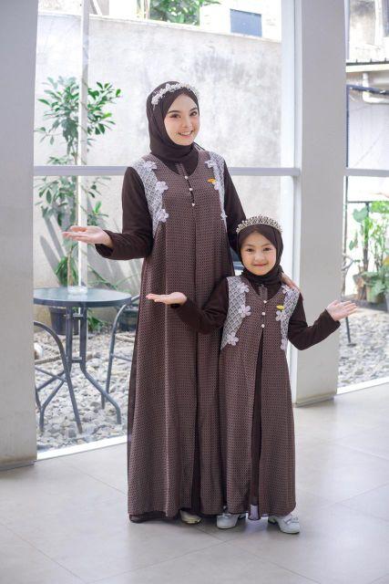 Gamis couple mom&kids / aisha couple set khimar gamis couple terbaru elegan dan kekinian