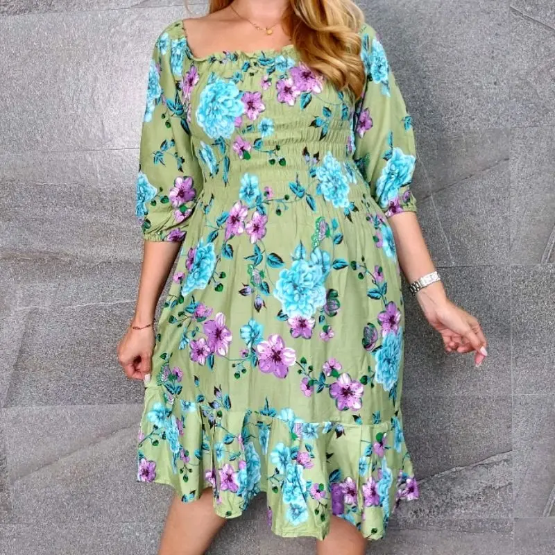 Dress Lily XL XXL LD130                                                                                               Shimmer midi maxi Dress floral korean style becca simpel elegant baju Lebaran wanita gereja aesthetic ter baru 2023 3