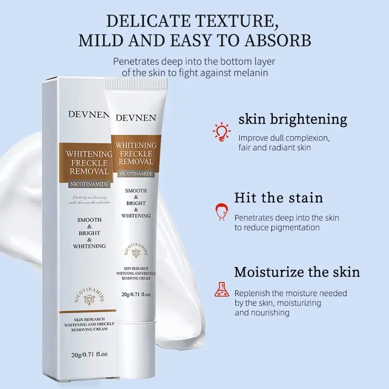 DEVNEN Krim Pemutih Wajah Glowing Cepat Untuk Light Spots Flek Hitam Brighten Skin 20gr Krim Glowing Cepat 【COD】 Memutihkan Mencerahkan Kuning Perawatan 6
