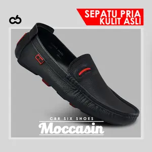 CBR SIX / Sepatu kasual mokasin pria / Bahan kulit asli sol karet super lentur / Warna hitam / Acara kasual formal santai resmi pesta pernikahan / HJD 813 Flat Shoes Kerja