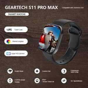 GearTech  2.2" AMOLED Mart Watch 11 Pro Max Original GPS NFC Waterproof Bluetooth Call Wireless Charging Smartwatch Pria Wanita
