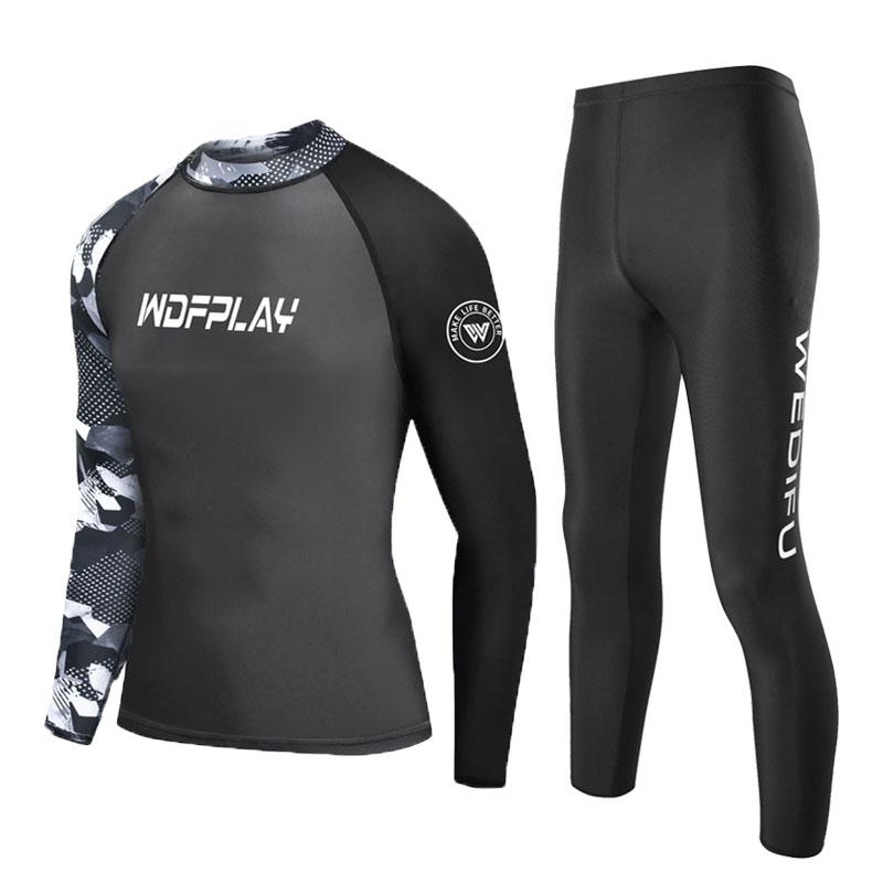 WDFPLAY men's UV Sun Protection Long Sleeve Rash Guard Wetsuit Swimsuit Top Diving Suit Men Split Long-Sleeved Trousers Sunscreen Quick-Drying Snorkeling Mother Clothing 5