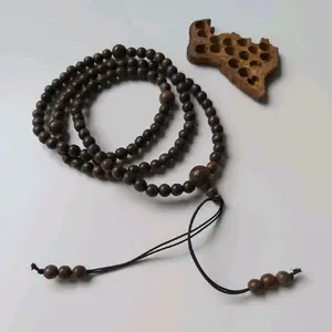 Tasbih Kayu Iksir 99 Butir Grade A, Diameter 6 mm, Tasbih Kayu Iksir Unik dan Berkhasiat.