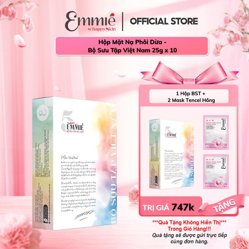 [ Happyskinvn ] [MUA 1 TẶNG 2]  Hộp 10 mặt nạ sinh học phôi dừa siêu tinh chất Emmié by Happyskin - Bộ sưu tập Việt Nam 25g x 10