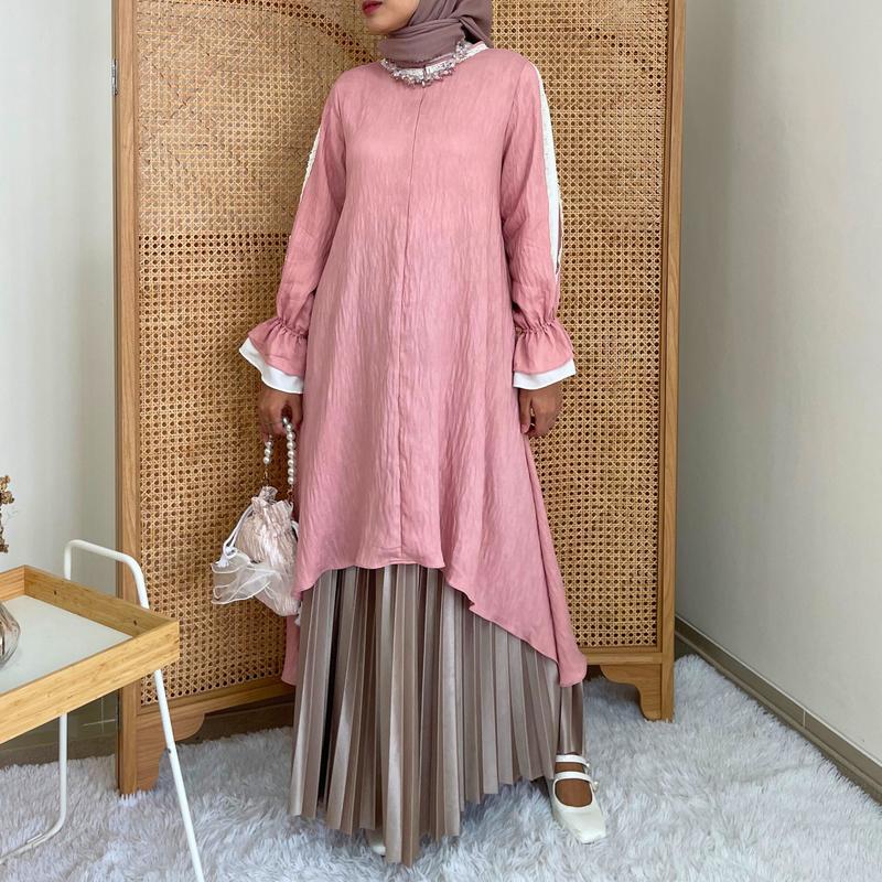 Eclemix Tunic Reya | Atasan Wanita Tunic Mewah Resleting Depan | Baju Pesta Kondangan 0