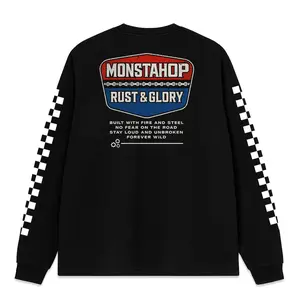 MONSTAHOP Kaos Lengan Panjang Long Sleve Racing Metal Regular Fit Unisex Bahan Soft Rib Desain Sporty untuk Gaya Casual dan Aktivitas Sehari-hari