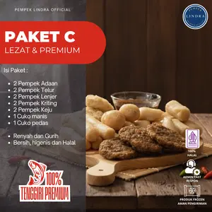 Pempek Lindra I Pempek Palembang Asli I Lezat I Ikan Tenggiri Premium I Tanpa Pengawet I Paket C I Isi 2 Keju, 2 Telur, 2 Lenjer, 2 Kriting, 2 Adaan, 1 Cuko Pedas, 1 Cuko Manis