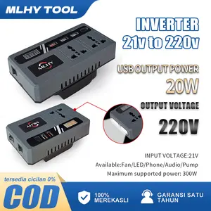 MLHY Baterai litium Inverter 21V ke 220V 100W - 3 USB Baterai Makita Soket Konverter Daya Multifungsi Pengisi Daya Cepat DIY Inverter ( Berlaku untuk kipas angin listrik, lampu LED, bor listrik, wrench listrik, Pengisian daya ponsel )