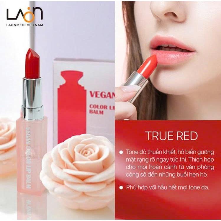 Son Dưỡng Môi Thuần Chay Laonmedi Vegan Color Lip Balm Màu Đỏ – Dưỡng Ẩm, Lên Màu Tự Nhiên - MP1127