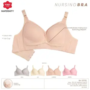 [TOMS[ SOREX (1pcs) Bra Menyusui 8091 Full Cup B-C Kait 4 Katun Mix | Nursing Bra BH 8091 | Tanpa Kawat Maternity Bra