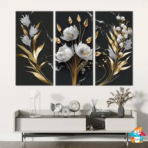 RUNABEE HIASAN DINDING SET BESAR FLOWER HITAM 60x40CM DEKORASI KAMAR TIDUR PAPAN FOTO FLORA POSTER AESTHETIC HOME DECOR KAYU LUKISAN TEMPEL