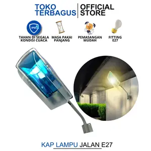 Kap Lampu Jalan PJU Waterproof LED Outdoor Fiting E27 + TIANG KABEL
