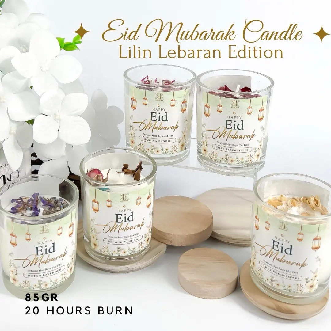 Annora Lilin Lebaran Edition Eid Mubarak Candle  Lilin Aromaterapi - Scented Candle - Lilin Aromatherapy - Lilin Souvenir Lilin Grosir Lilin Wangi Candle Aromatherapy Vegetable Natural Wax