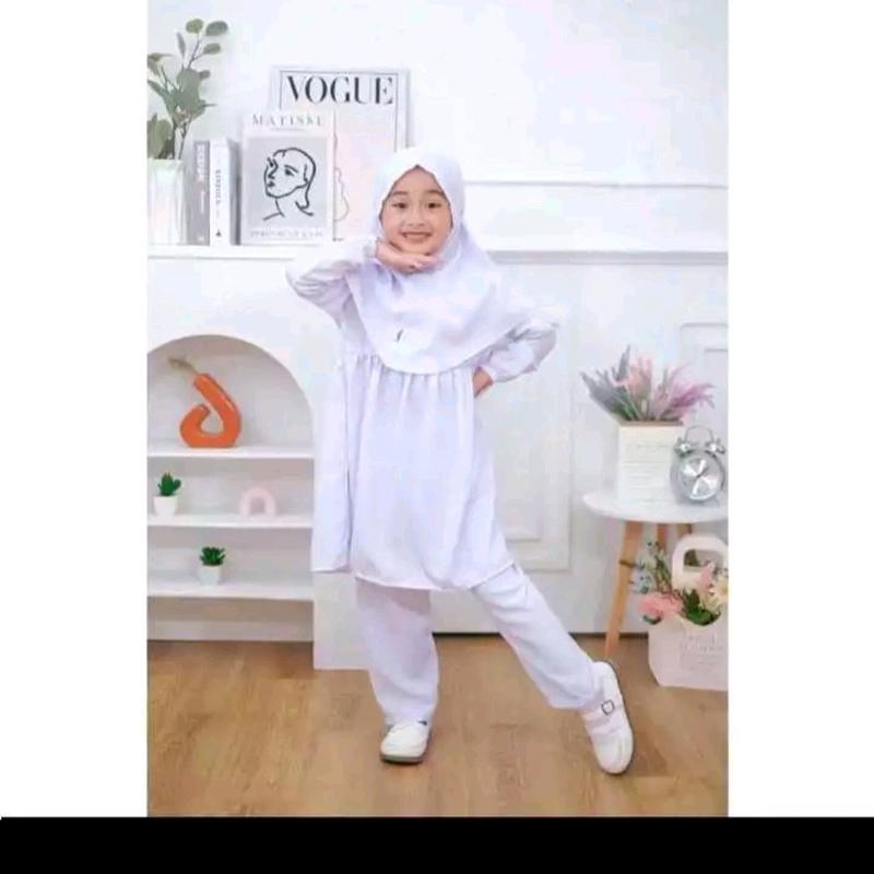 Starla Kids Set  Celana, atasan dan kerudung Bqhan Crinkle Airflow / Untuk manasuk anak /One set anak/Fashion Muslim/ Terbary 2024 / Bisa COD 3