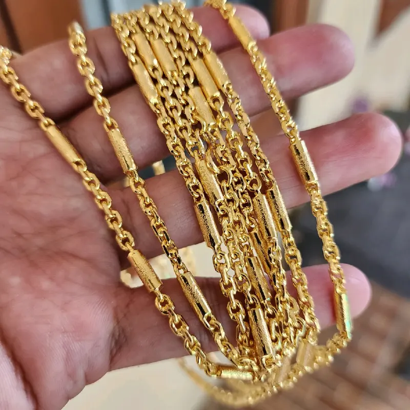 Kalung Bambu Pasir Rantai Nori Lapis Emas Kuning 1