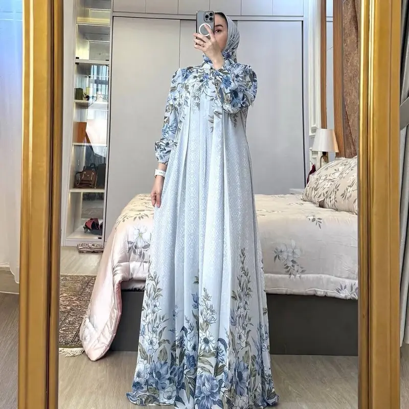 Gamis Carissa Set Hijab Rayon Diamond - Lingkar Dada 110-115cm - Katun, Syari, Crinkle, Remaja, Dress, Wanita, Motif, Muslim, Airflow, Dewasa Lebaran 3