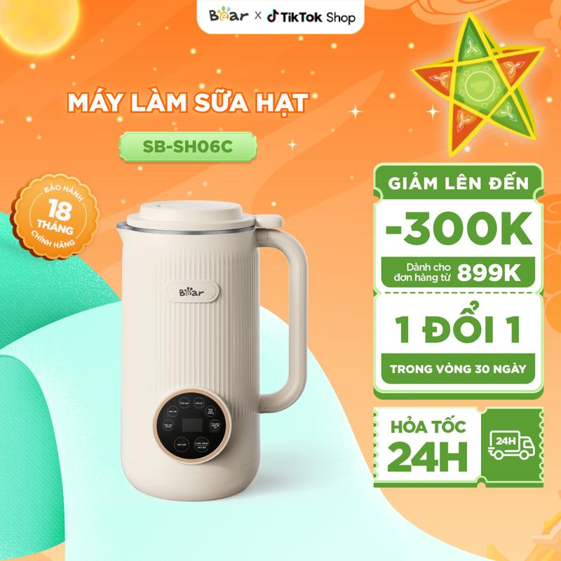 [Ưu Đãi Sốc] Máy Làm Sữa Hạt BEAR Máy Nấu Sữa Hạt Đa Năng Máy Xay Sữa Hạt Máy Làm Sữa Đậu Nành Nguyên Chất Chống Ồn SB-SH06C