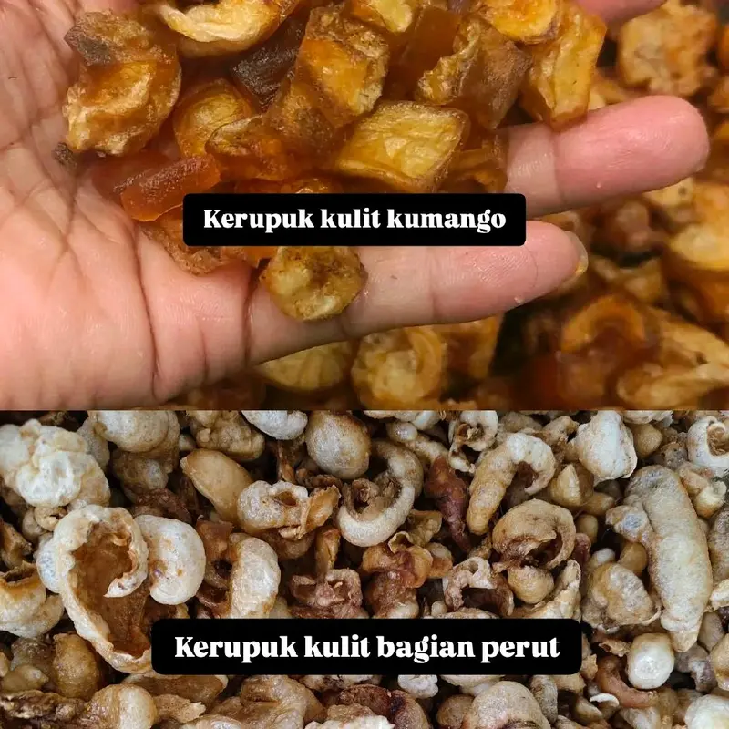 kerupuk kulit kumango dan kerupuk kulit bagian perut enak dan gurih 0